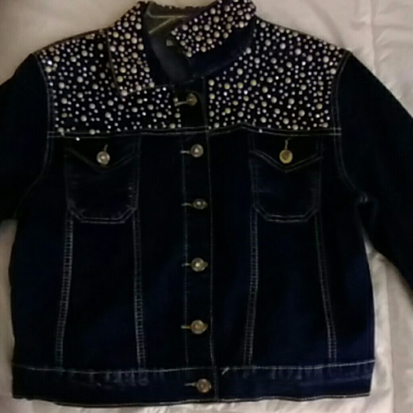 Ladies Rhinestone Jean Jacket - Picture 2 of 4